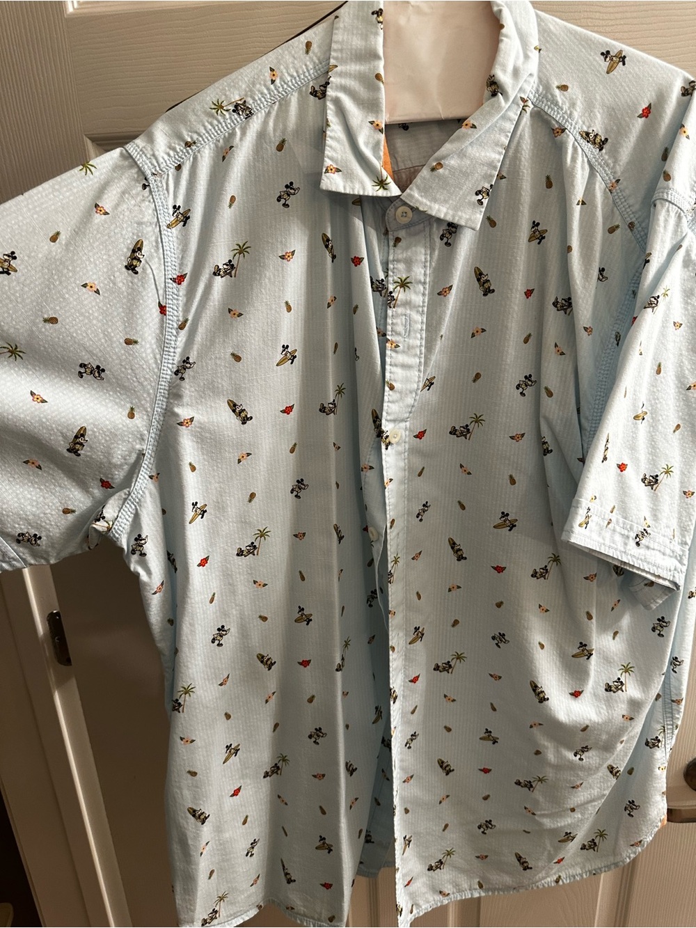 Light Blue Short-Sleeve Printed Men's Shirt Disney Print